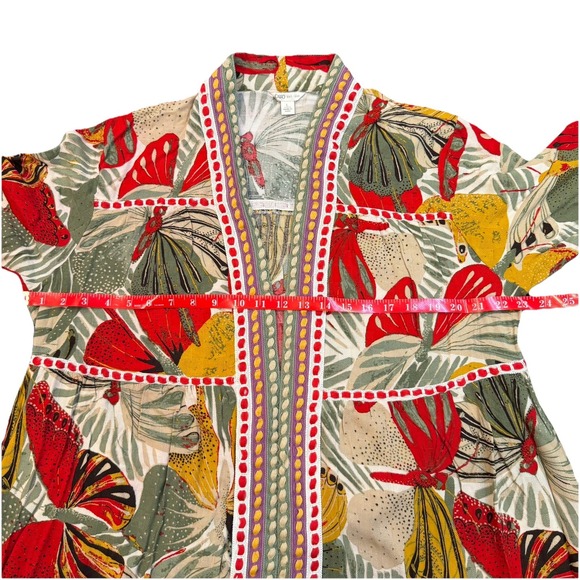 Womens L Duster Cardigan Tiered Open Butterfly Print 3/4 Sleeve Boho Indie Cato - Picture 5 of 10